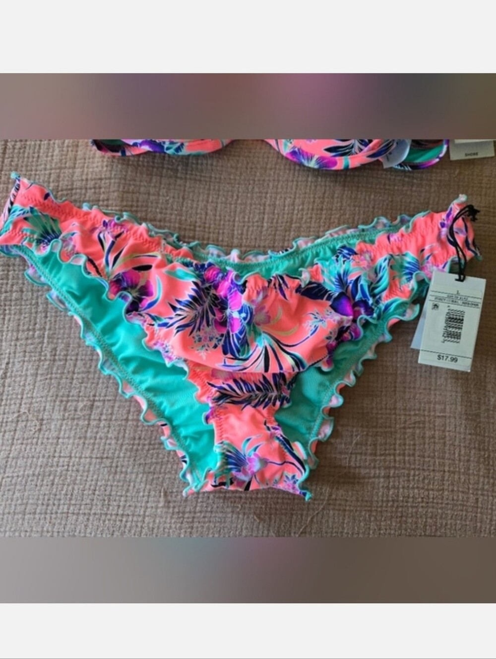 Shade And Shore Teal And Pink Bikini Bottoms